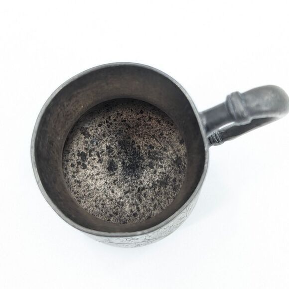 Antique Meriden Brittania Co. Cup Mini Pitcher Birds Etched Floral - Picture 3 of 6